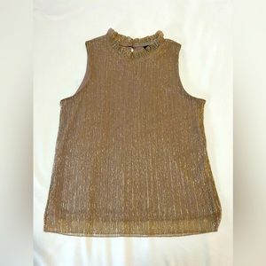 ADIVA NWT Woman’s Gold Shimmering Sleeveless Blouse, NWT Size Large.